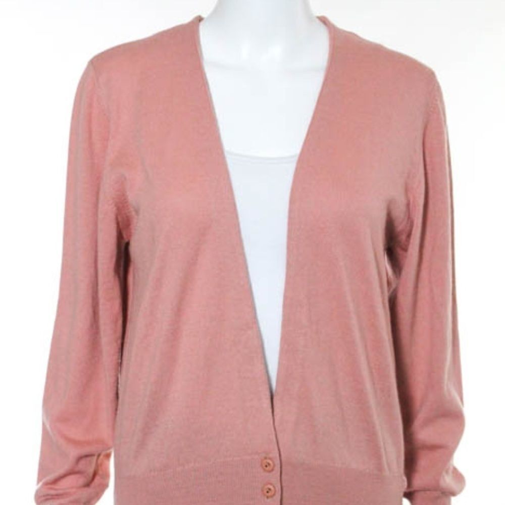 Rodier Dk Peach LS Cardigan Sweater Sz S